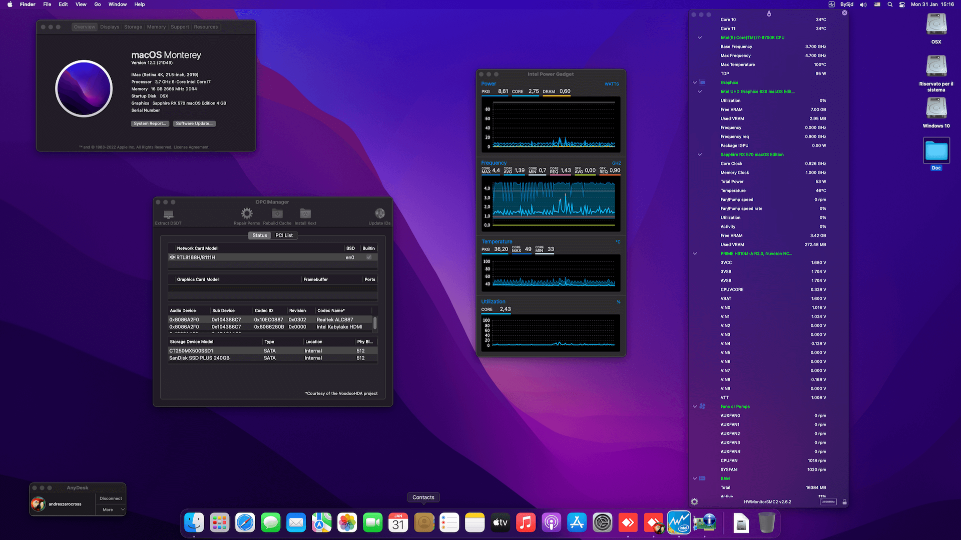 Success Hackintosh macOS Monterey 12.2 Build 21D49 in Asus Prime H310M-A R2.0 + Intel Core i7 8700K + Sapphire RX 570